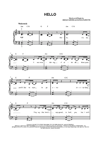 Spartiti - Hello - Pianoforte