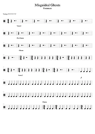 38735 Partitura - Misguided Ghosts - Bateria