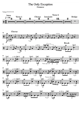 37584 Partitura - The Only Exception - Bateria