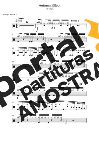 10 Years  partitura para Bateria