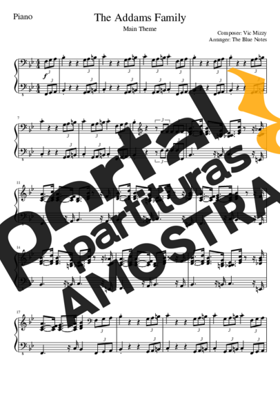 A Família Adams  partitura para Piano