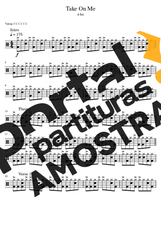 A-ha  partitura para Bateria