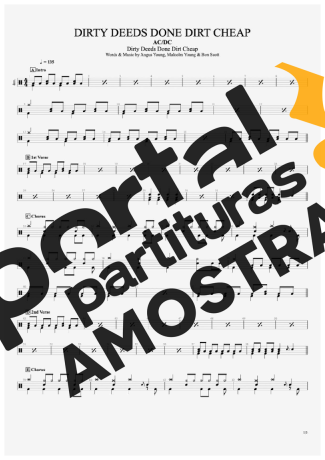 AC/DC  partitura para Bateria