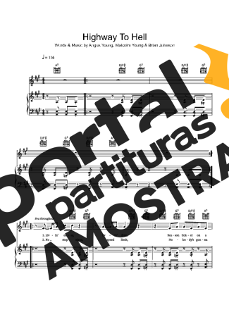 AC/DC  partitura para Piano
