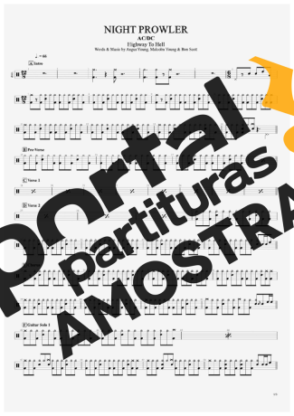 AC/DC  partitura para Bateria