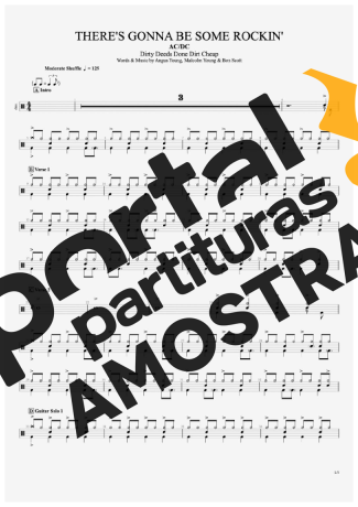 AC/DC  partitura para Bateria