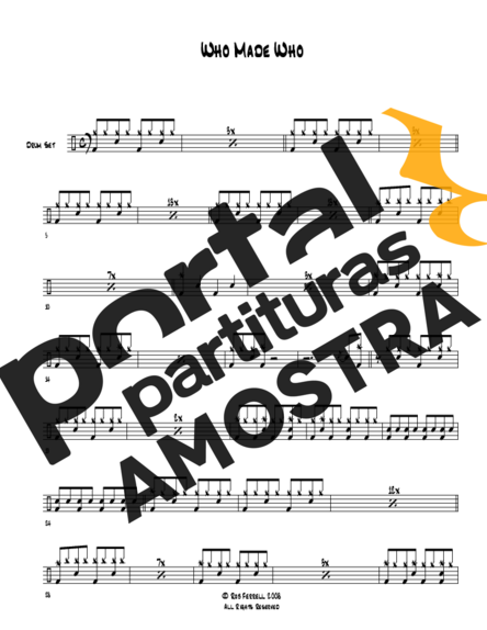 AC/DC  partitura para Bateria