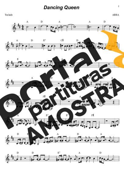 Abba Dancing Queen partitura para Teclado