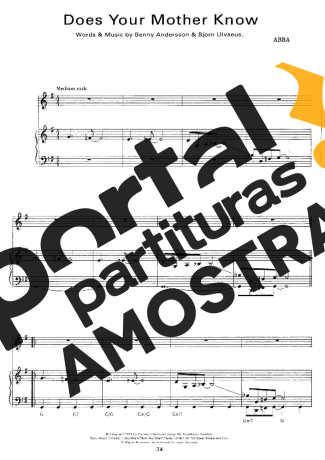 Abba  partitura para Piano