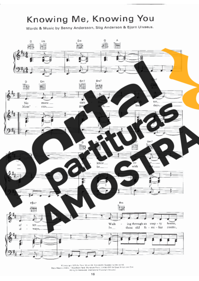 Abba  partitura para Piano