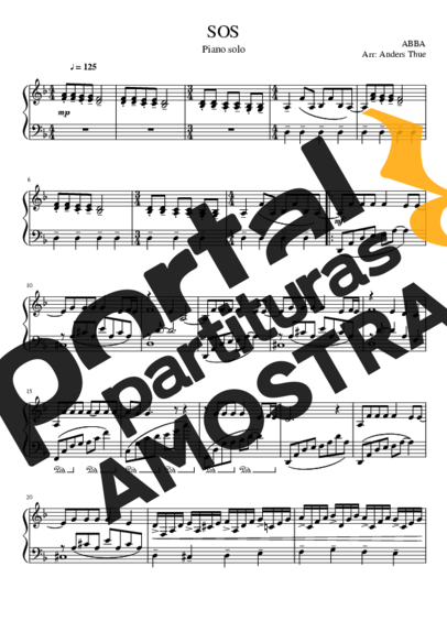Abba  partitura para Piano