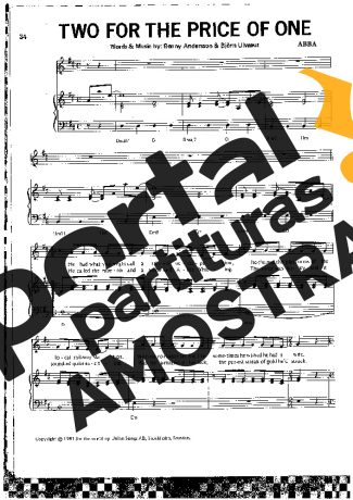 Abba  partitura para Piano
