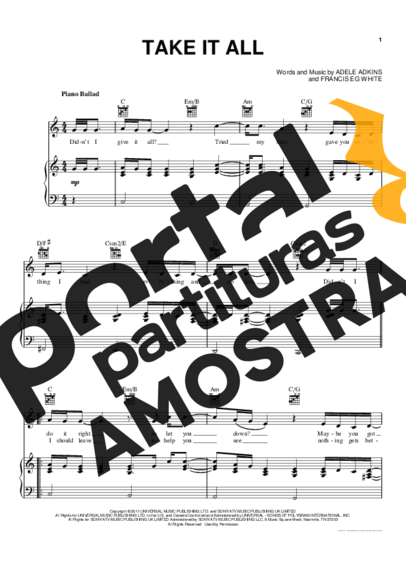 Adele  partitura para Piano