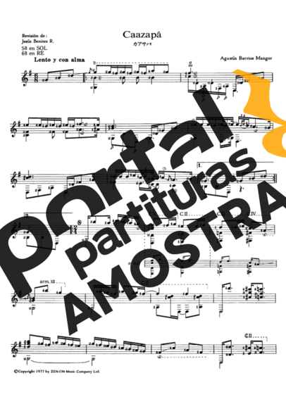 Agustin Barrios  partitura para Violão