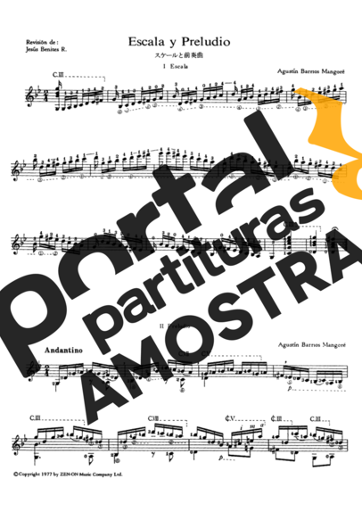 Agustin Barrios  partitura para Violão