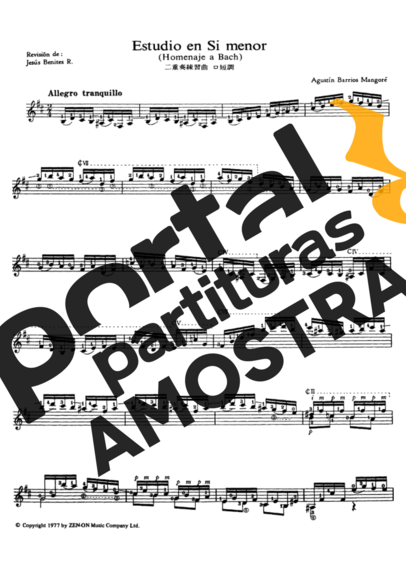 Agustin Barrios  partitura para Violão