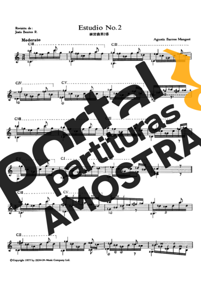 Agustin Barrios  partitura para Violão