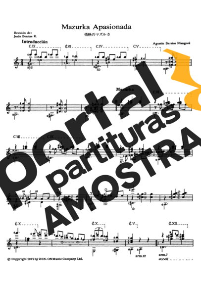Agustin Barrios  partitura para Violão