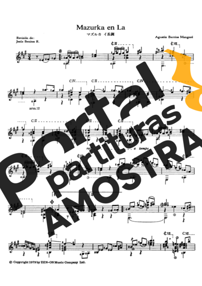 Agustin Barrios  partitura para Violão
