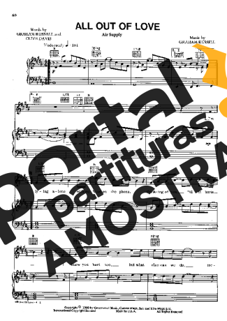 Air Supply  partitura para Piano