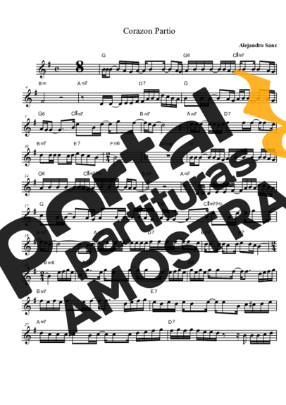 Alejandro Sanz  partitura para Saxofone Tenor Soprano (Bb)
