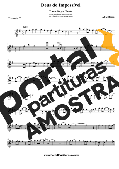 Aline Barros  partitura para Clarinete (C)
