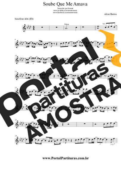 Aline Barros  partitura para Saxofone Alto (Eb)