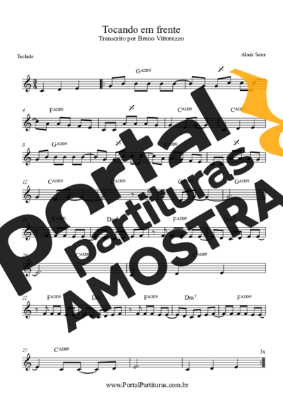 Almir Sater Tocando em Frente partitura para Teclado