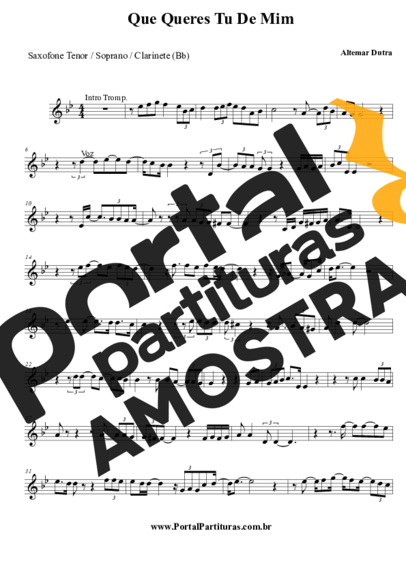 Altemar Dutra  partitura para Saxofone Tenor Soprano (Bb)