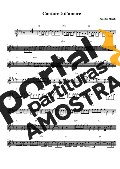 Amedeo Minghi  partitura para Saxofone Tenor Soprano (Bb)