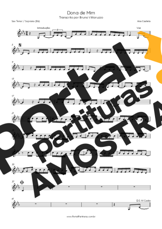 Ana Castela  partitura para Saxofone Tenor Soprano (Bb)