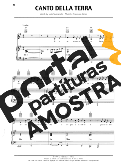 Andrea Bocelli  partitura para Piano