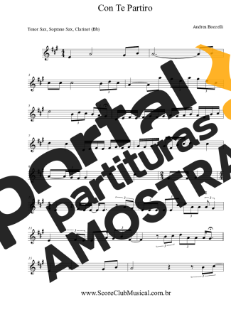 Andrea Bocelli  partitura para Clarinete (Bb)