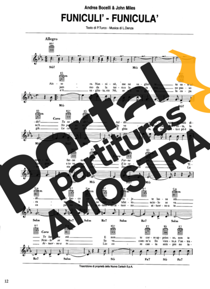 Andrea Bocelli  partitura para Violão