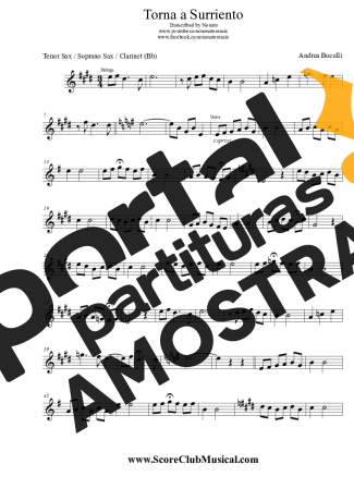 Andrea Bocelli  partitura para Clarinete (Bb)