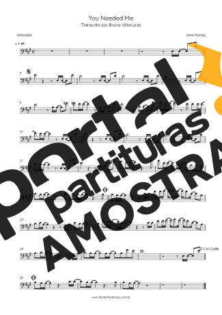 Anne Murray  partitura para Violoncelo