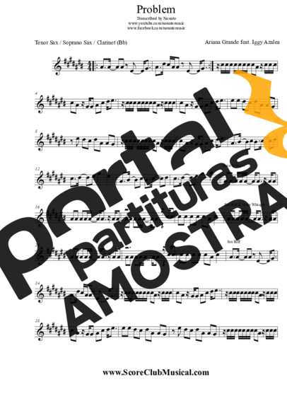 Ariana Grande  partitura para Saxofone Tenor Soprano (Bb)