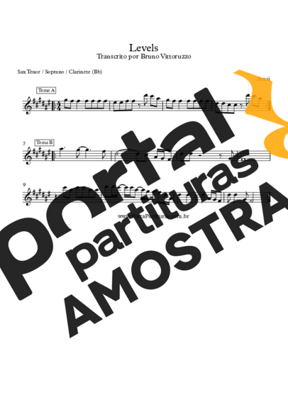 Avicii  partitura para Saxofone Tenor Soprano (Bb)