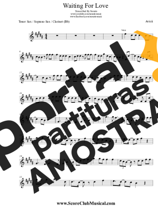 Avicii  partitura para Clarinete (Bb)