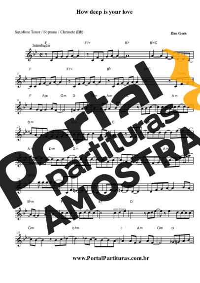 Bee Gees  partitura para Saxofone Tenor Soprano (Bb)