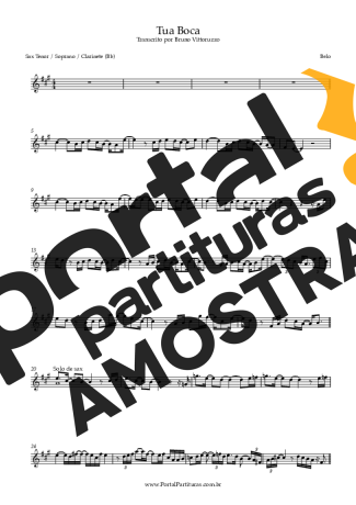 Belo  partitura para Saxofone Tenor Soprano (Bb)