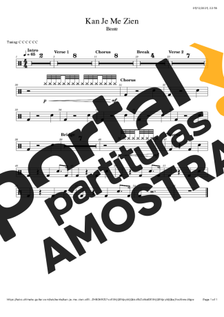 Bente Kan Je Me Zien partitura para Bateria