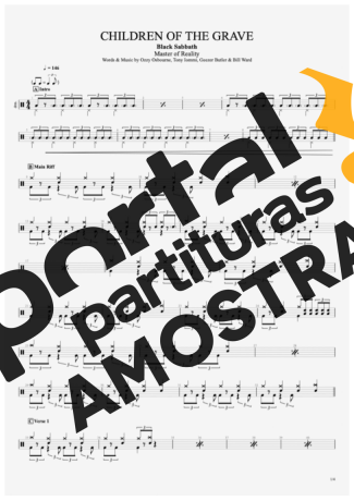 Black Sabbath  partitura para Bateria