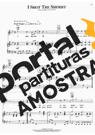 Bob Marley  partitura para Piano