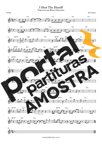 Bob Marley  partitura para Teclado