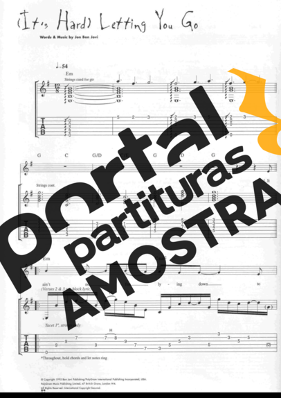Bon Jovi  partitura para Guitarra