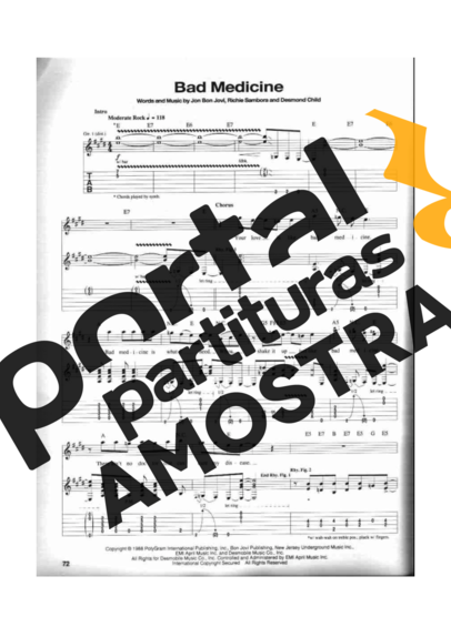 Bon Jovi  partitura para Guitarra