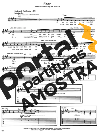 Bon Jovi  partitura para Guitarra