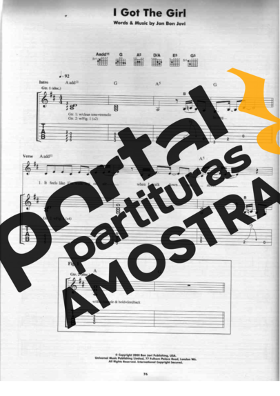 Bon Jovi  partitura para Guitarra