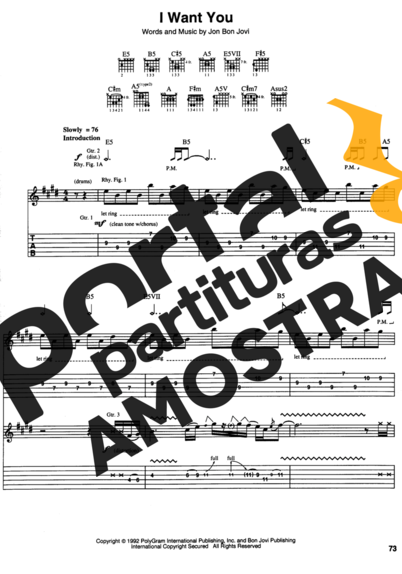 Bon Jovi  partitura para Guitarra